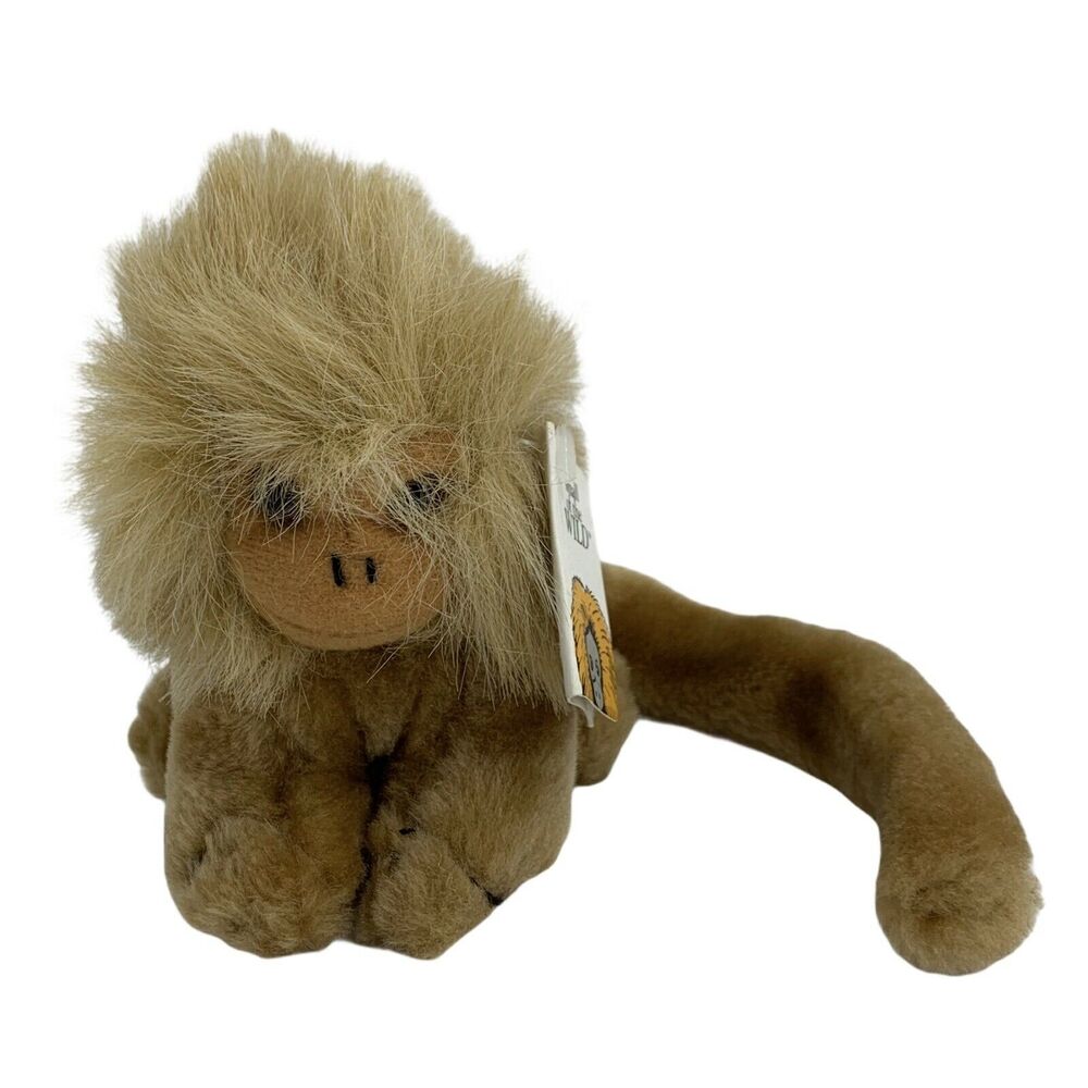 Golden Tamarin Monkey Plush Long Tail Small Of The Wild Marmoset Lion Head Vtg